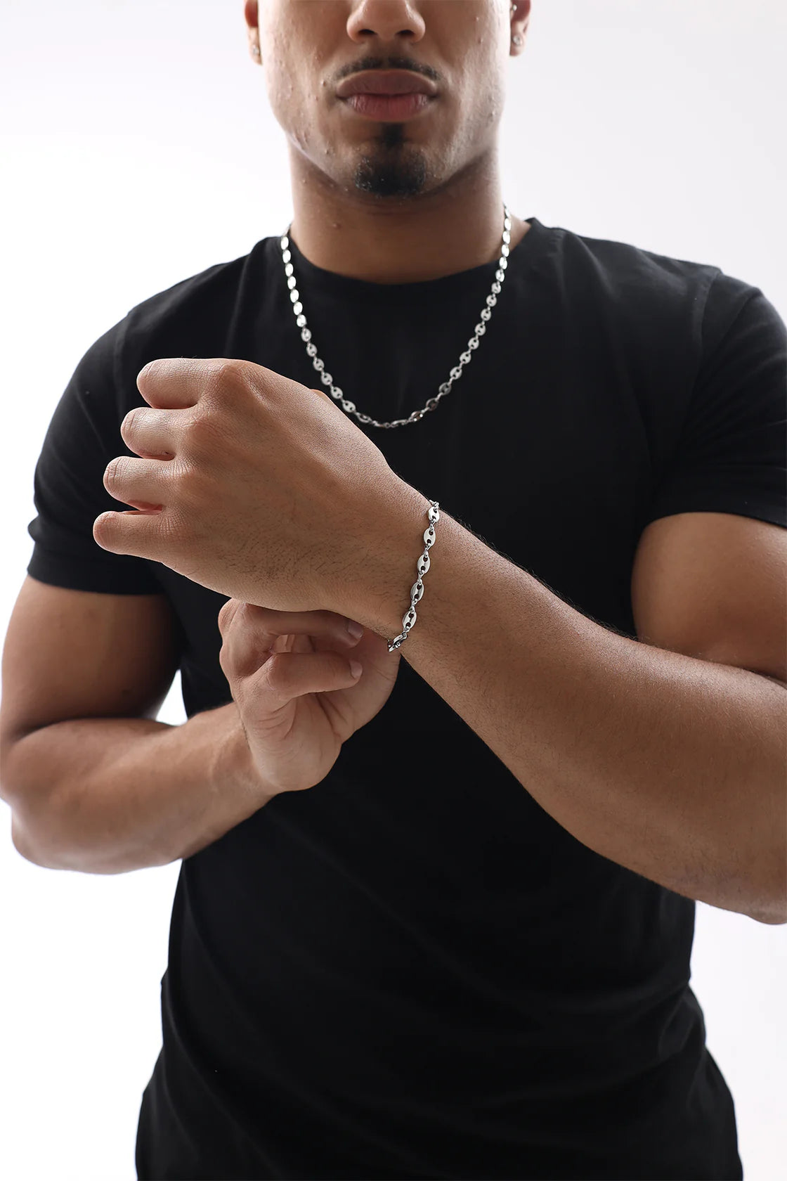 Pulsera Anchor Puff Plata Italiana 5mm