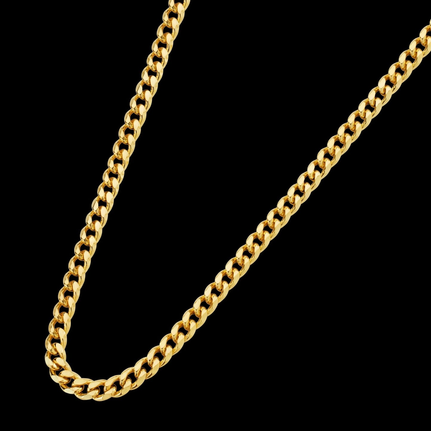 Cadena barbada hueca - 18K