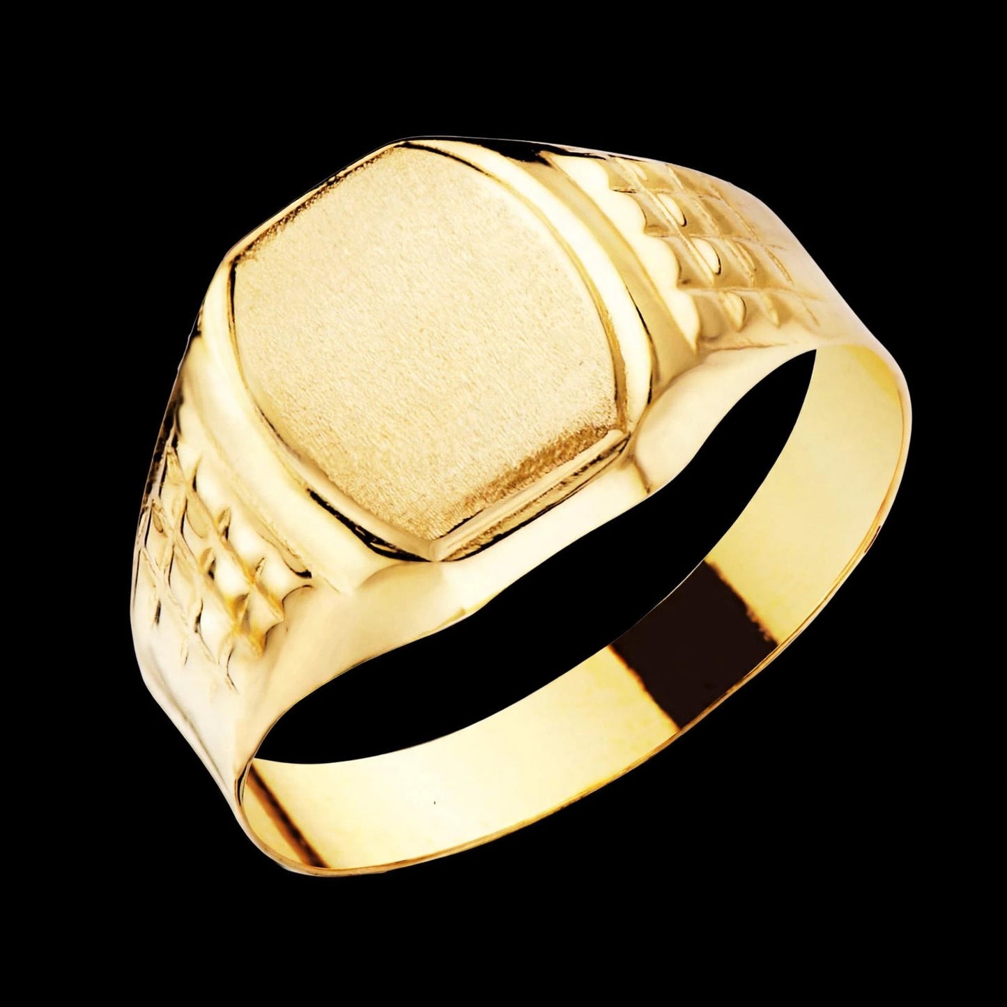 Sello de oro amarillo caballero hueco lateral. cabeza tonel - 18K