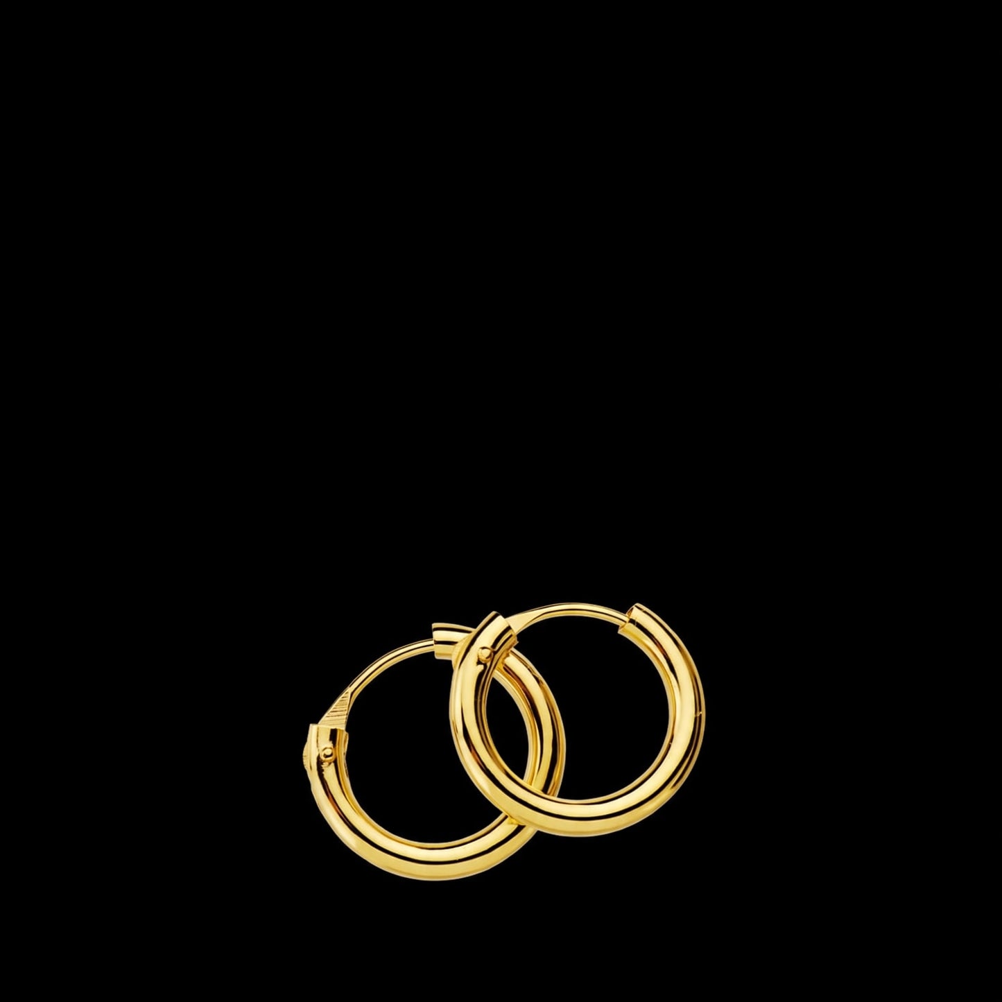Pendientes aros redondos lisos ligeros oro amarillo - 18K