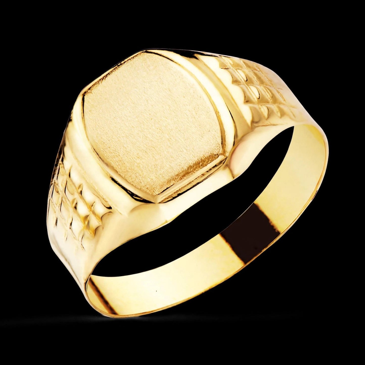 Sello de oro amarillo caballero hueco lateral. cabeza tonel - 9K