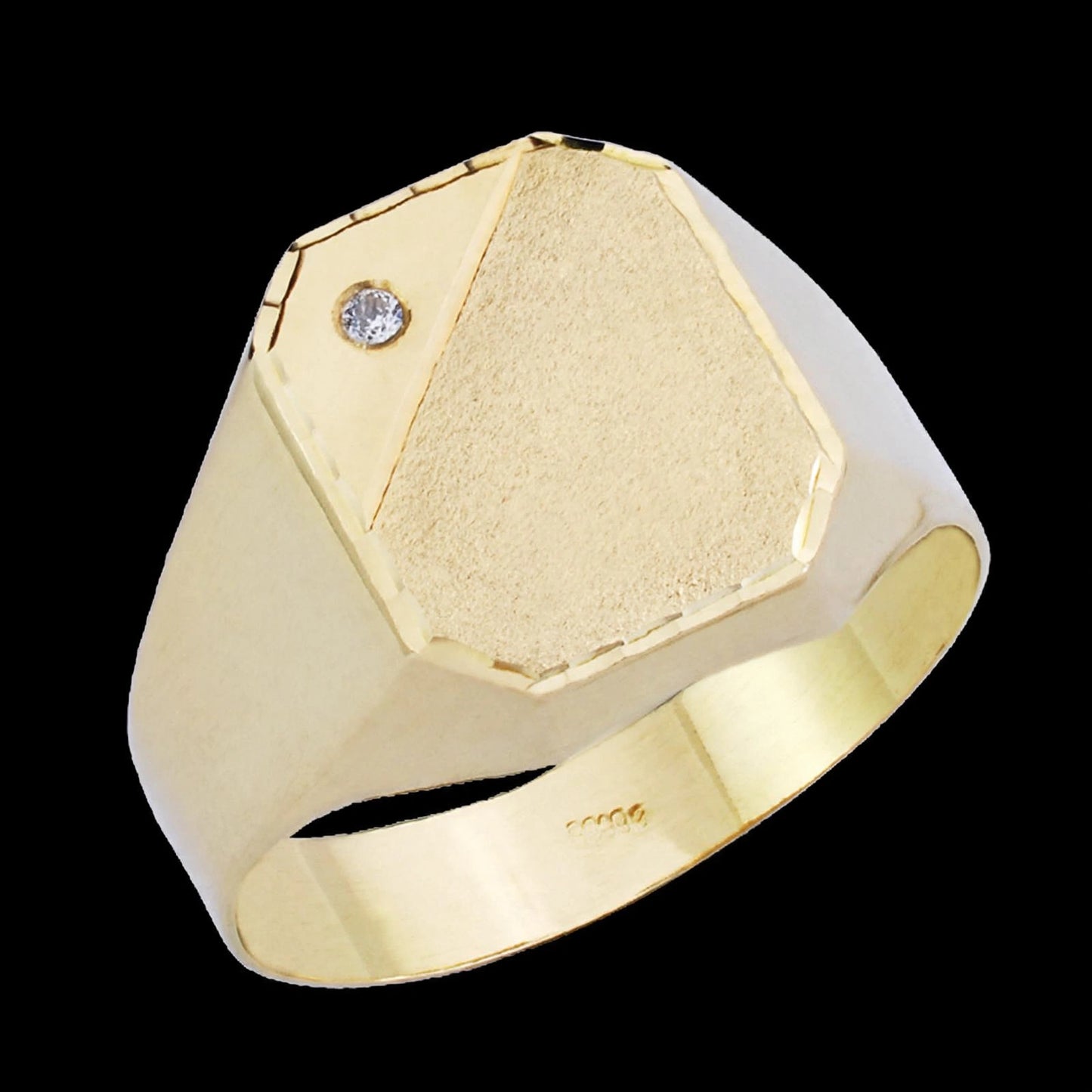 Sello de oro amarillo hueco con circonita - 9K