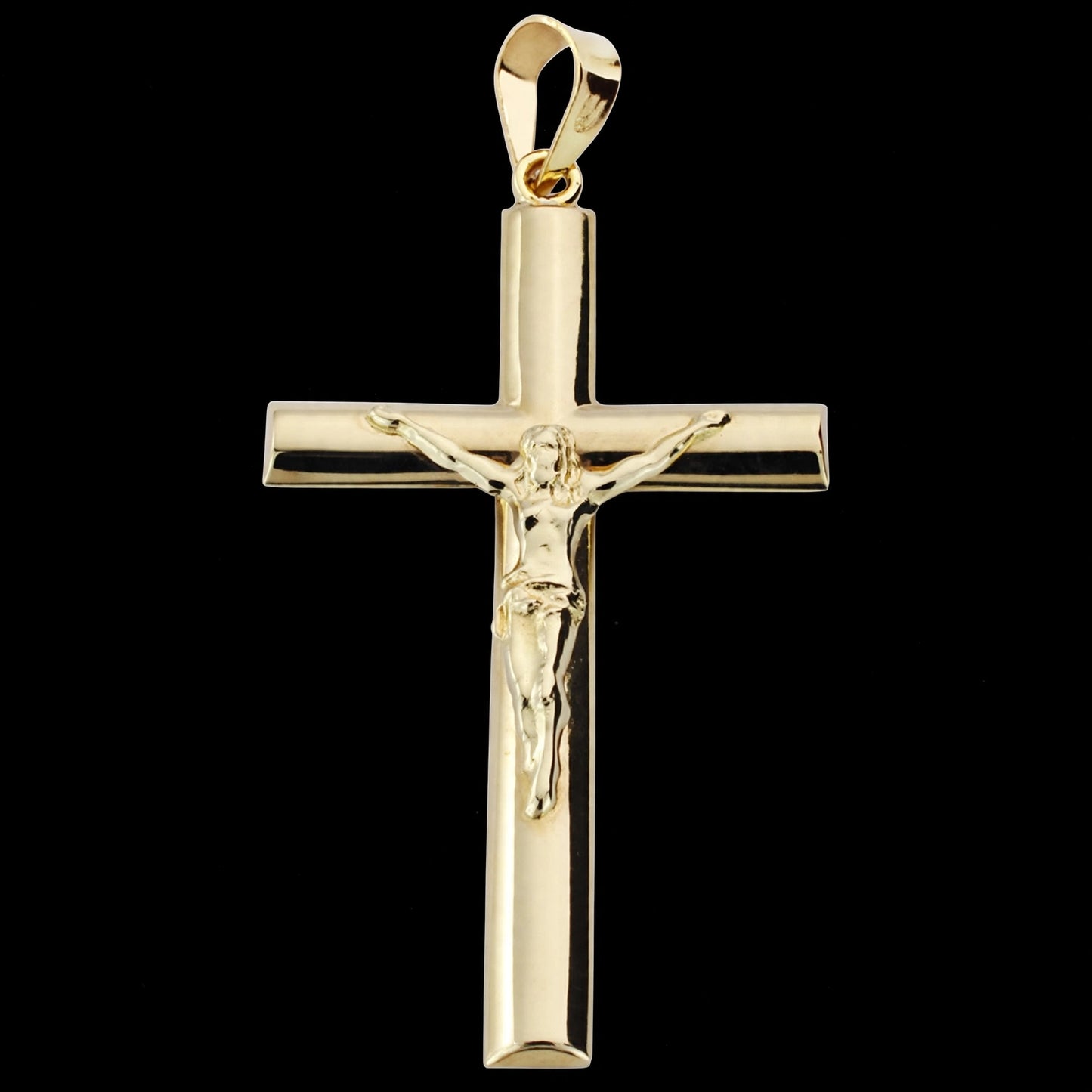Cruz de oro amarillo Cristo oval - 9K