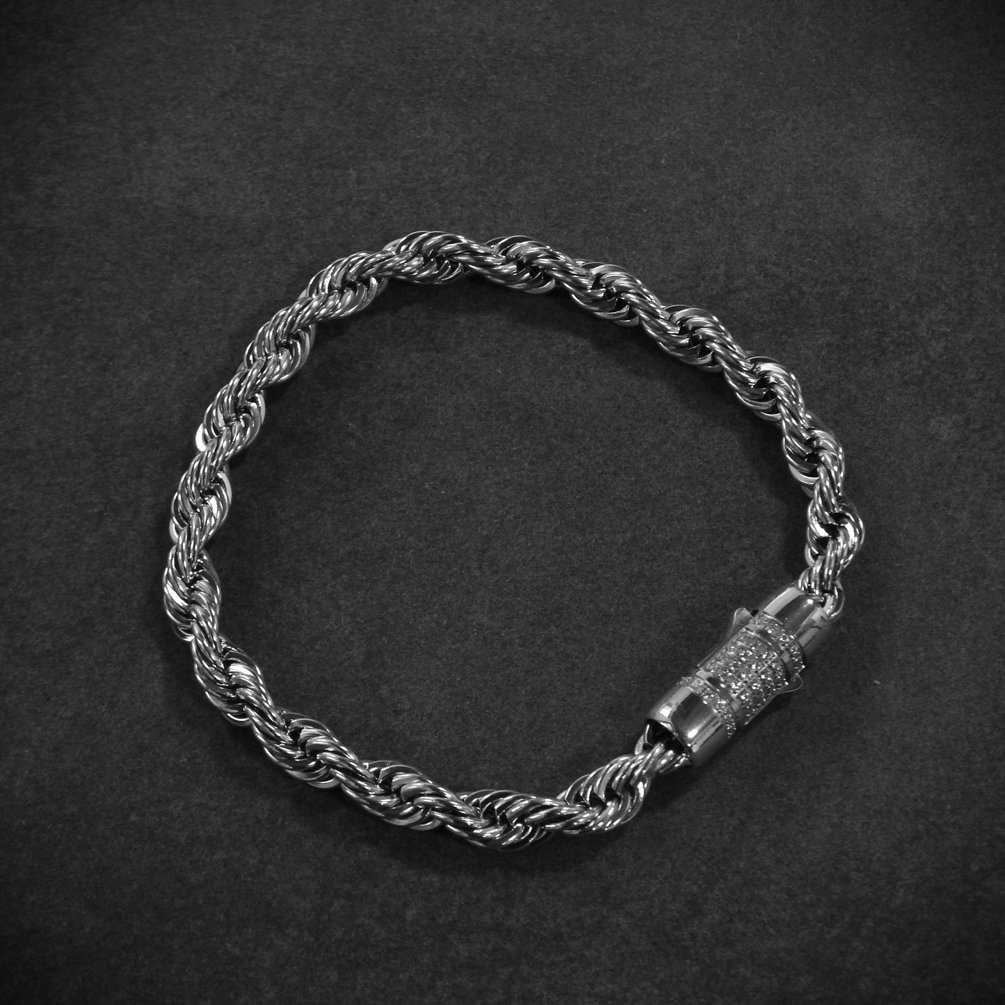 Rope Bracelet Iced Clasp Plata