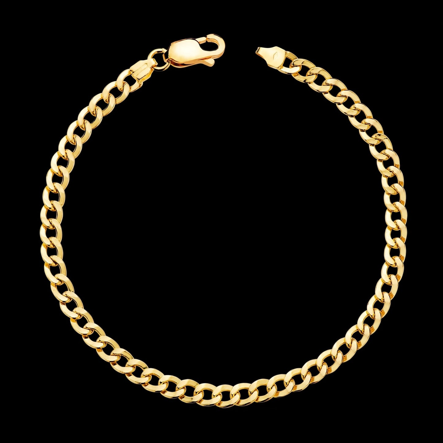 Pulsera de oro amarillo barbada plana hueca - 18K