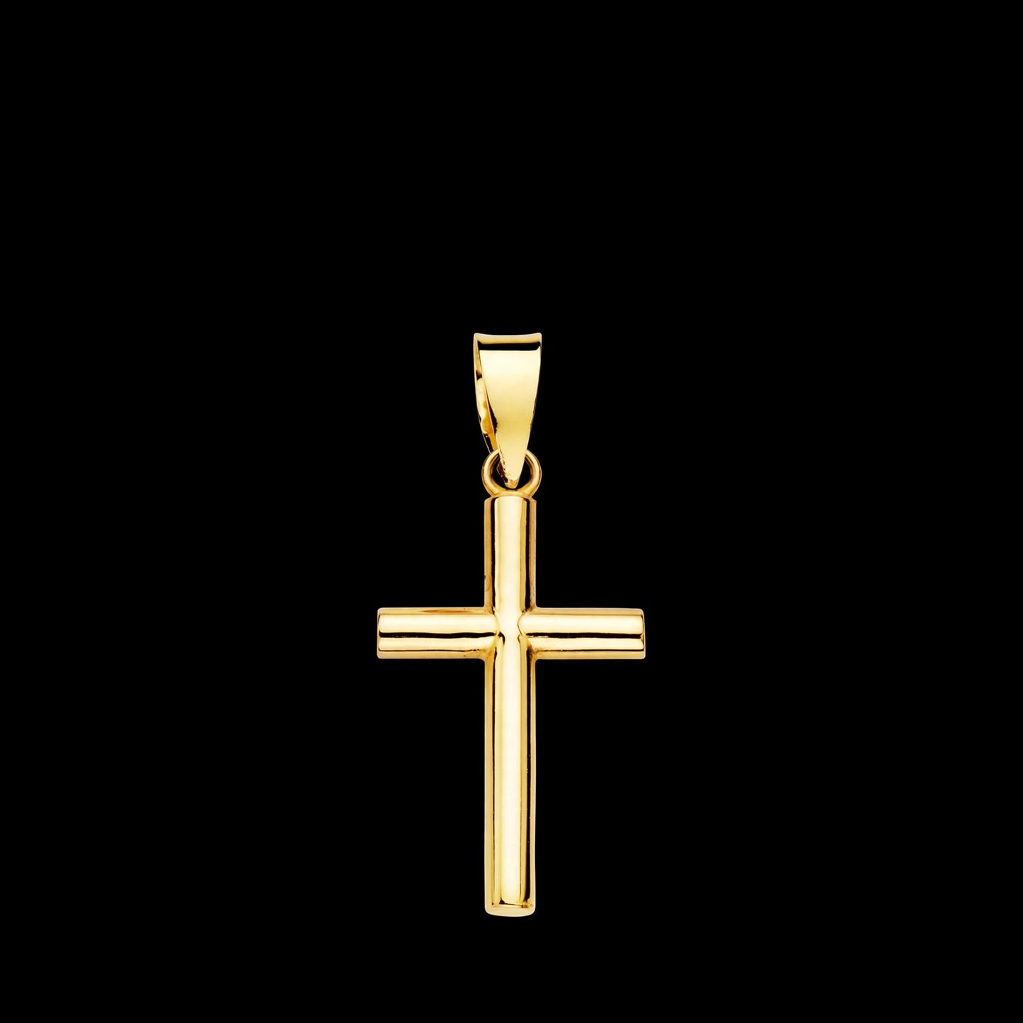 Cruz de oro amarillo lisa tubo hueco 2.5 mm - 18K