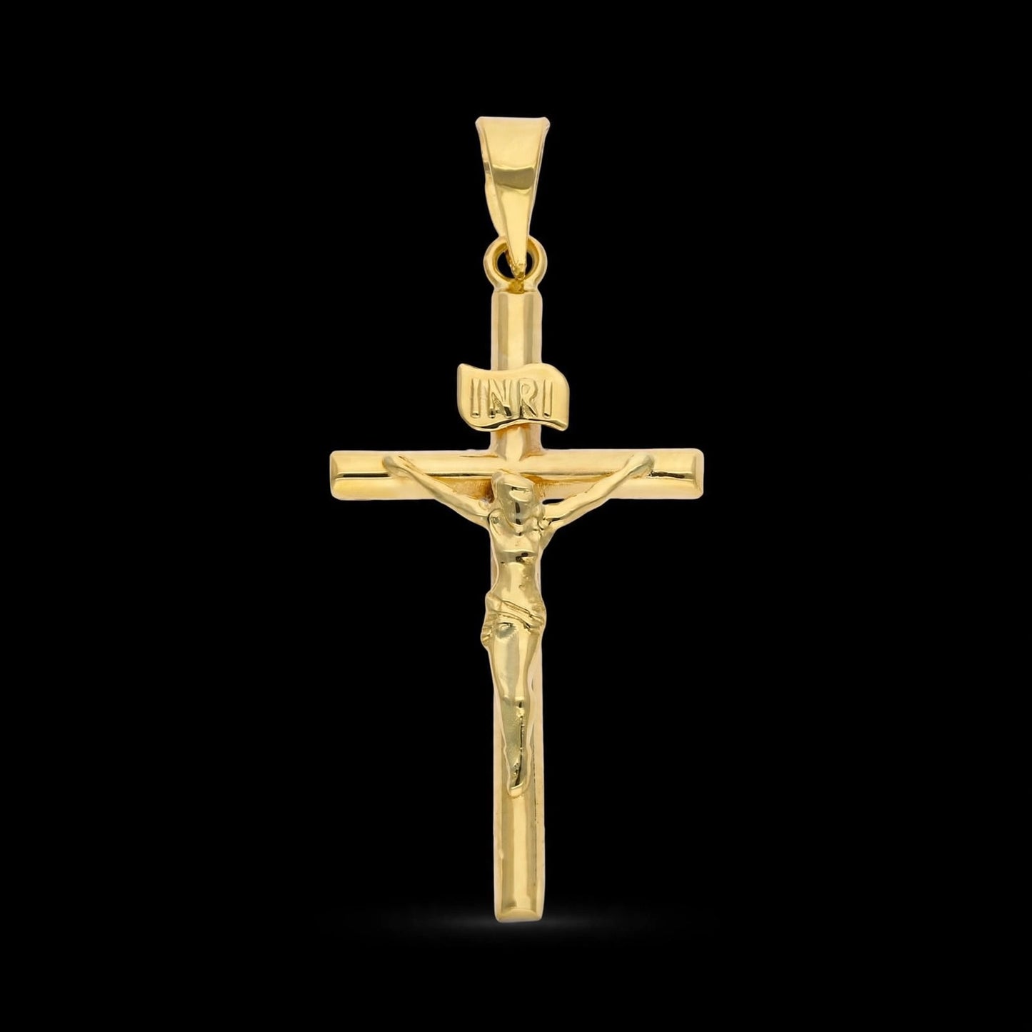 Colgante cruz con Cristo estampado - 9K