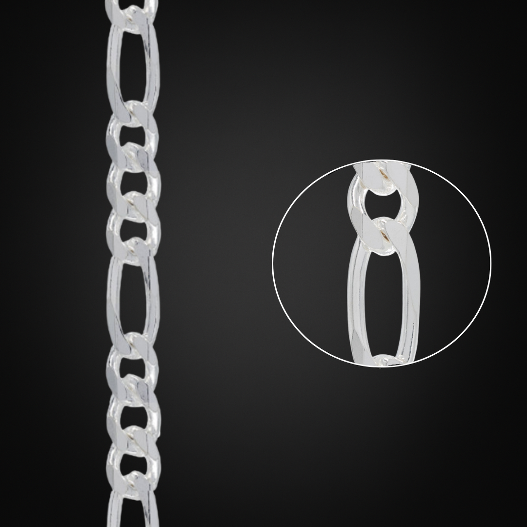 Cadena Fígaro Plata Italiana 9mm