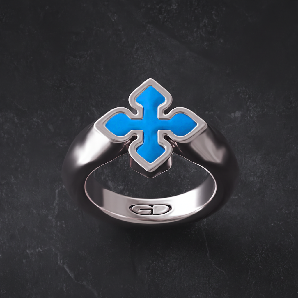 Anillo Blue Flower Plata