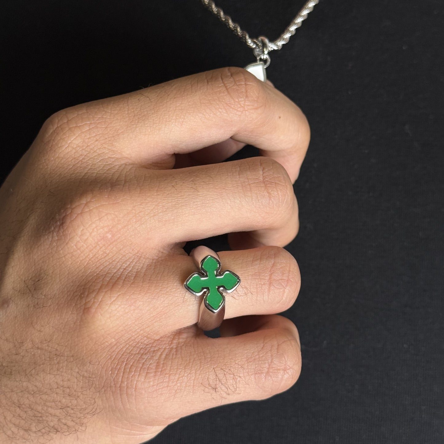 Anillo Green Flower Plata