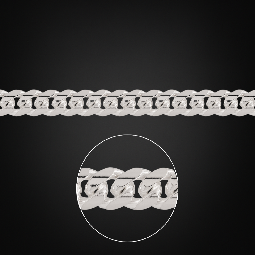 Pulsera Cubana Plata Italiana 8mm