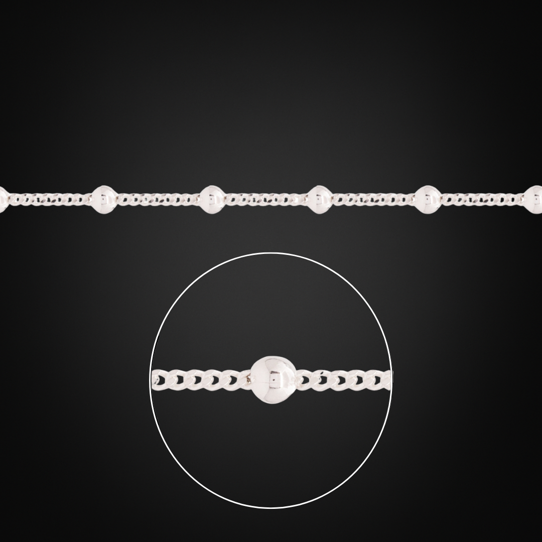 Pulsera Cubana con Bolas Plata Italiana