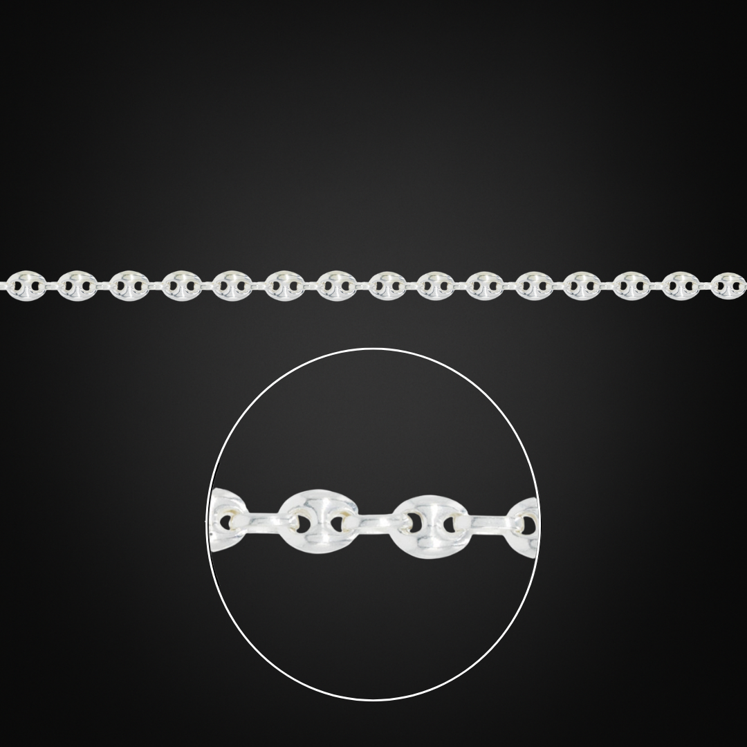 Pulsera Anchor Puff Plata Italiana 4mm