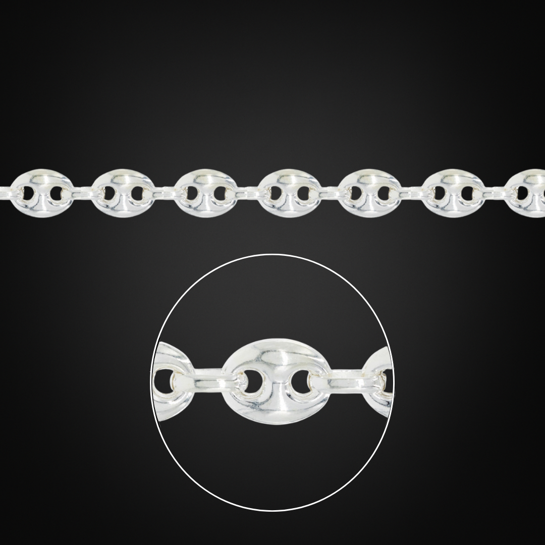 Pulsera Anchor Puff Plata Italiana 9mm