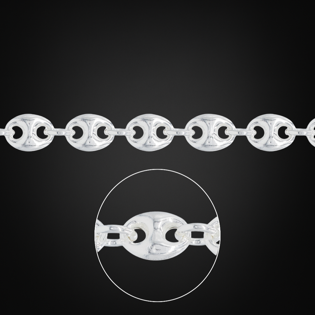 Pulsera Anchor Puff Plata Italiana 14mm