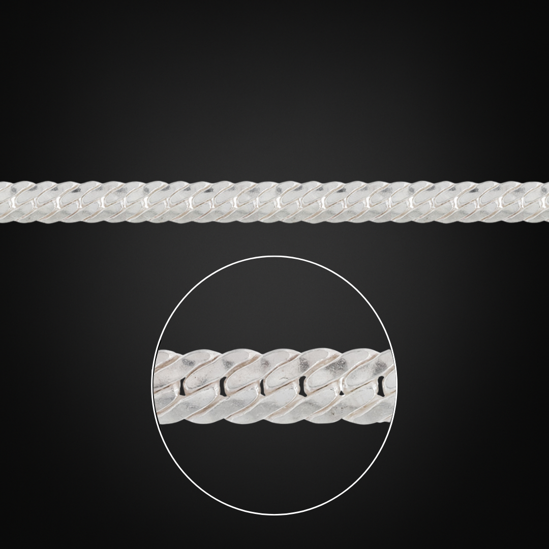 Pulsera de Cubana plana Plata Italiana 7mm