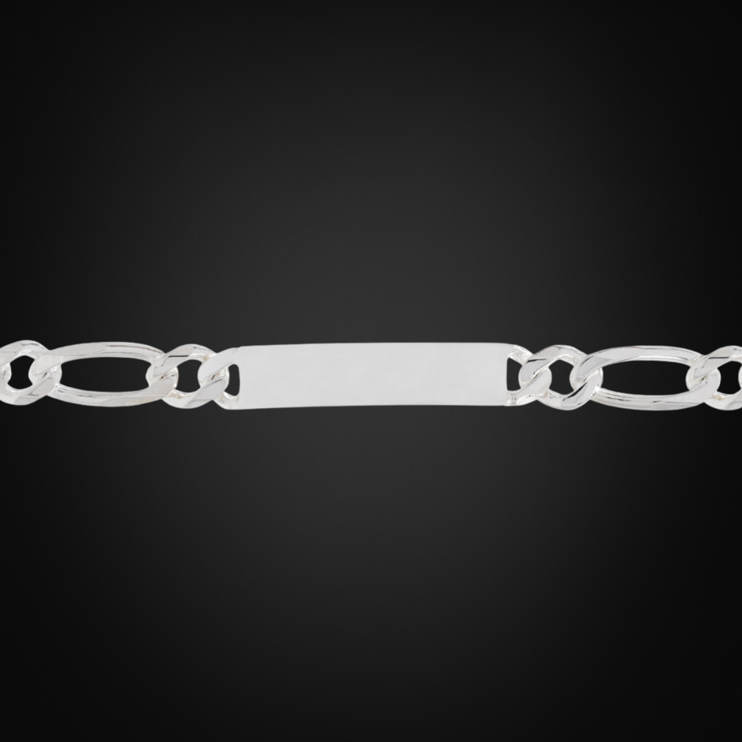 Pulsera Fígaro con placa Plata Italiana 10mm