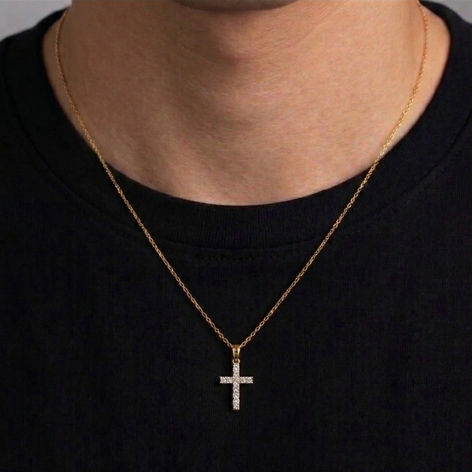 Iced Mini Cross - Gold Dealers