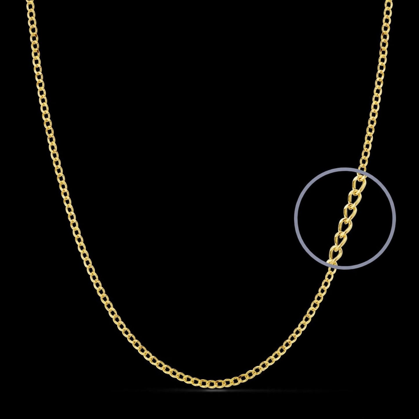 Cadena barbada hueca de oro amarillo 1 mm - 18K