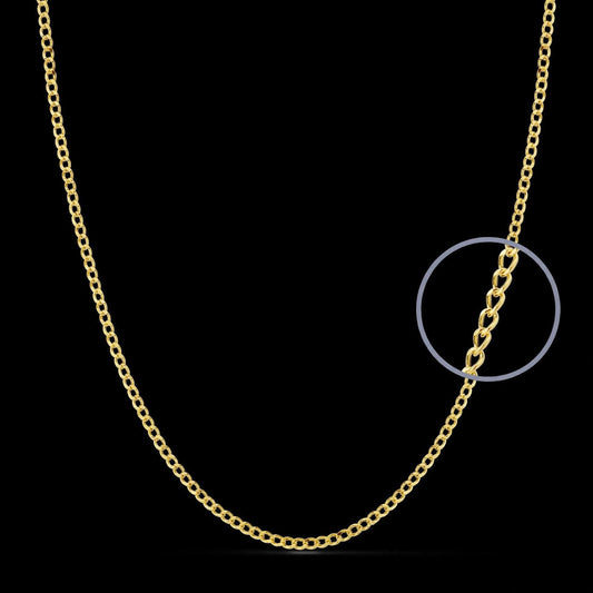 Cadena barbada hueca de oro amarillo 1 mm - 18K