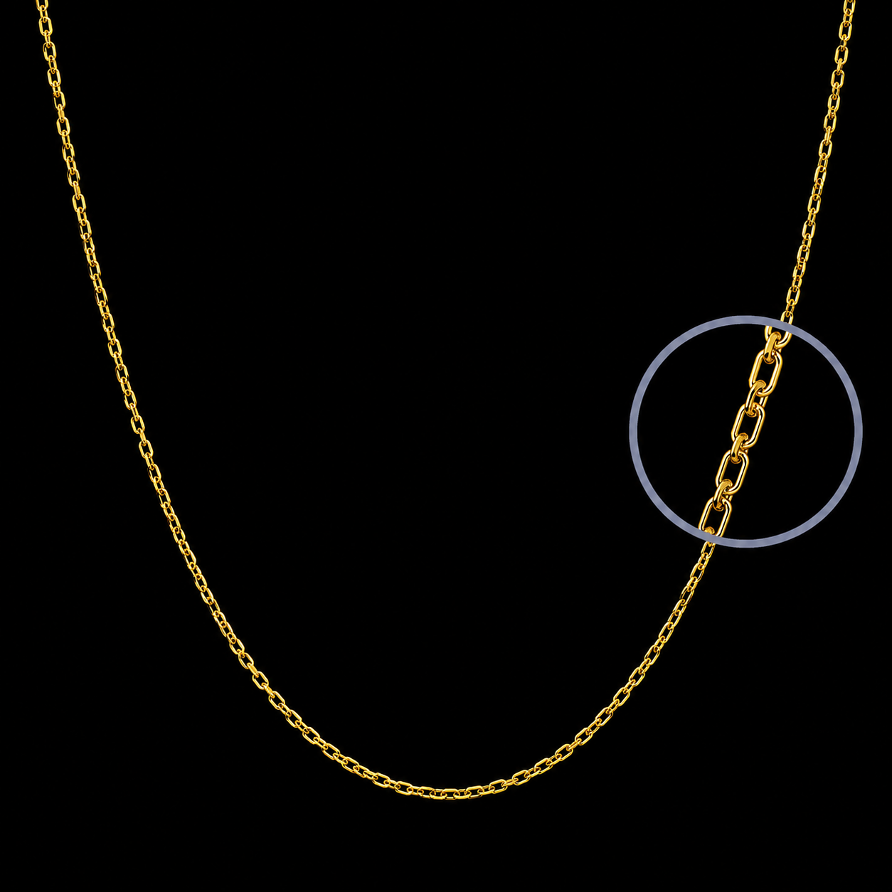 Cadena de oro amarillo forzada maciza. ancho: 1,5 mm - 9K