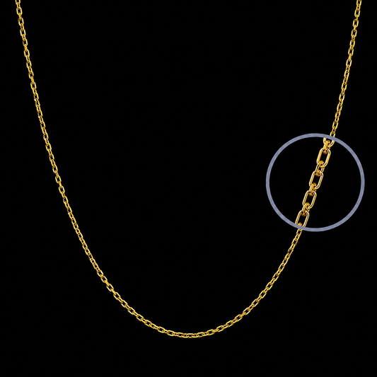 Cadena de oro amarillo forzada maciza. ancho: 1,5 mm - 9K