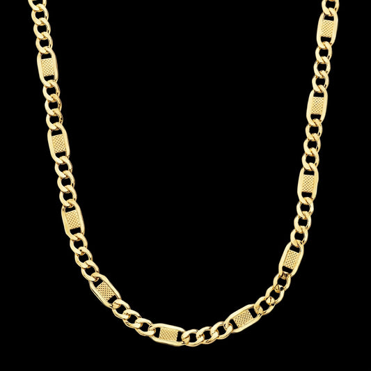 Cadena cartier oro amarillo eslabones huecos 3x1 - 18K