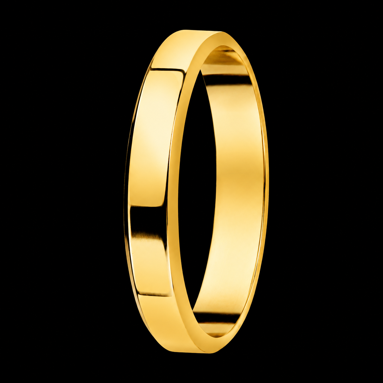 Alianza de oro amarillo lisa brillo bordes - 9K