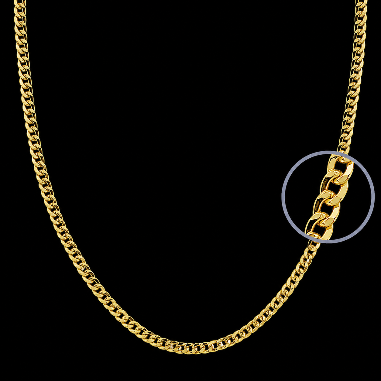 Cadena de oro amarillo barbada hueca. ancho: 3 mm - 9K