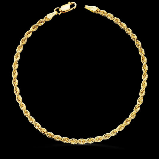 Pulsera cordón salomónico de oro amarillo 2,7 mm - 18K