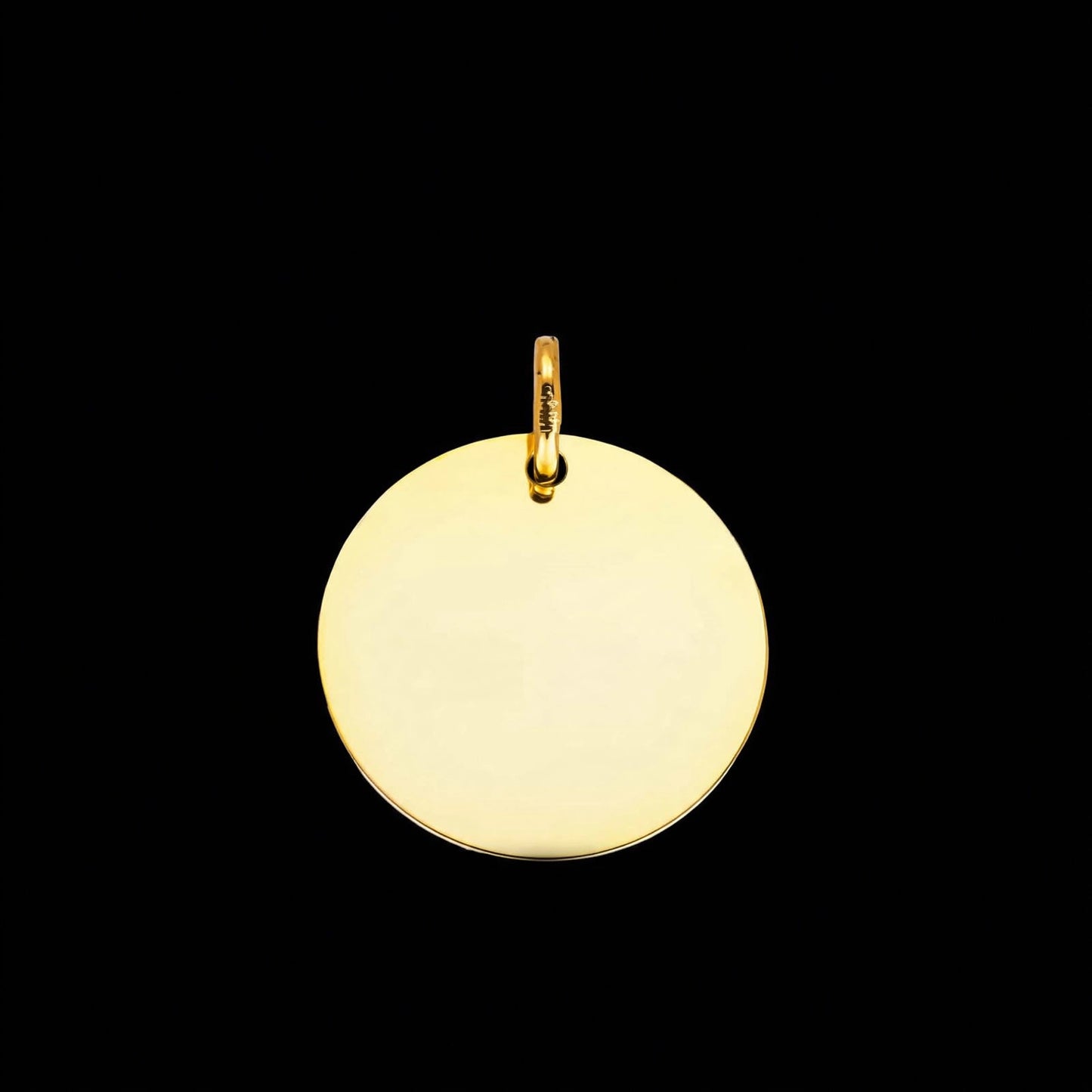 Colgante de oro amarillo disco redondo liso en brillo - 9K