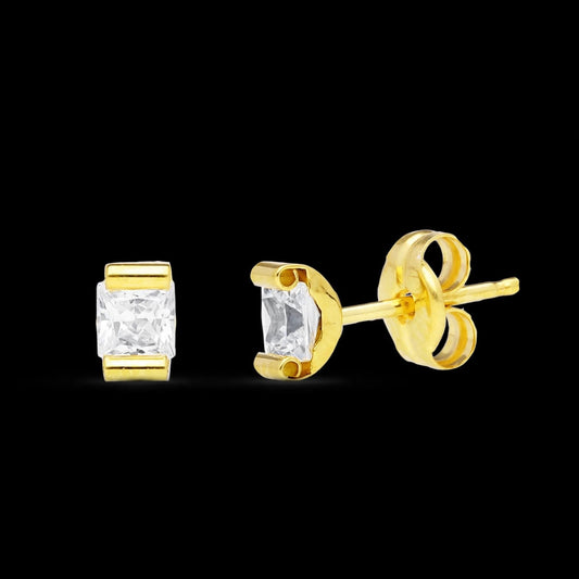 Pendientes de oro amarillo garra curva piedra - 9K