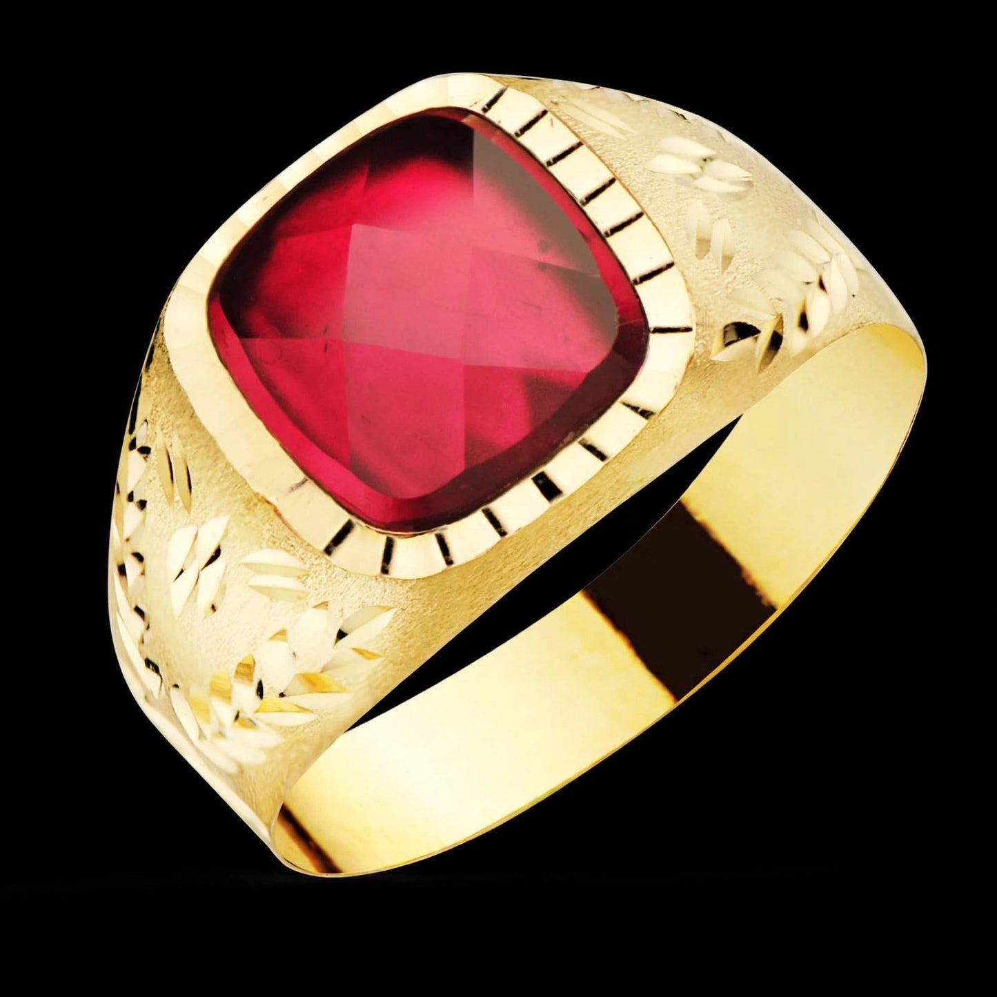 Sello de oro amarillo con piedra spinel - 9K
