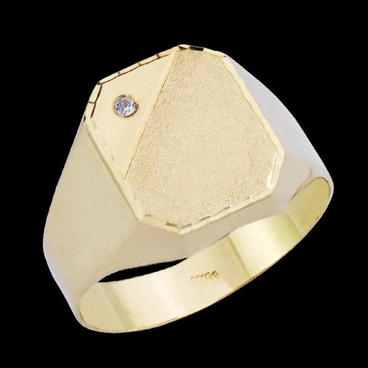 Sello de oro amarillo hueco con circonita - 9K