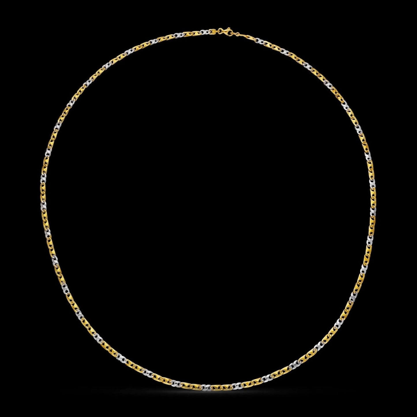 Cadena de oro bicolor maciza eslabones - 18K
