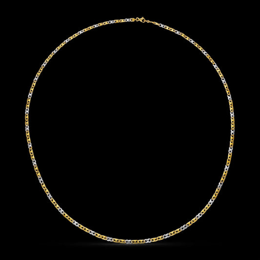Cadena de oro bicolor maciza eslabones - 18K