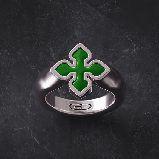 Anillo Green Flower Plata