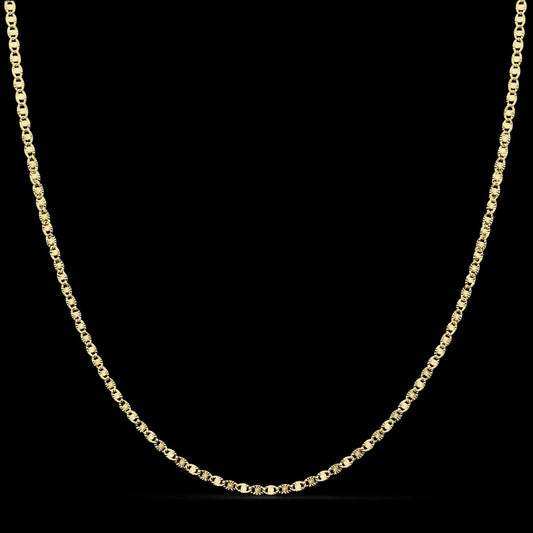 Cadena de oro amarillo maciza diamantada 2 mm - 18K