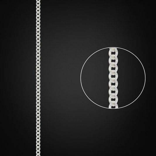 Cadena Cubana Plata Italiana 2mm