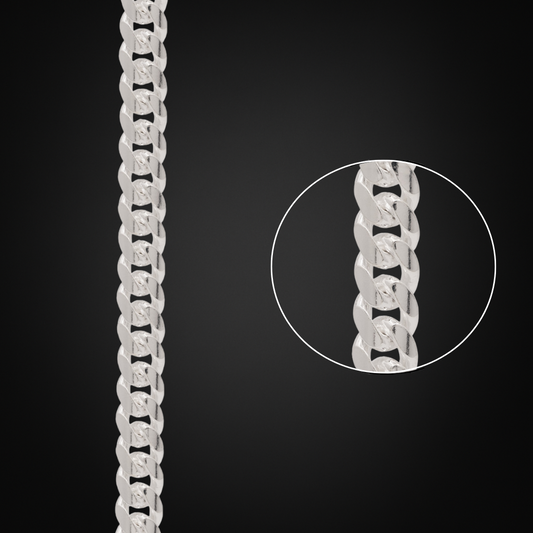 Cadena Cubana Plata Italiana 6mm