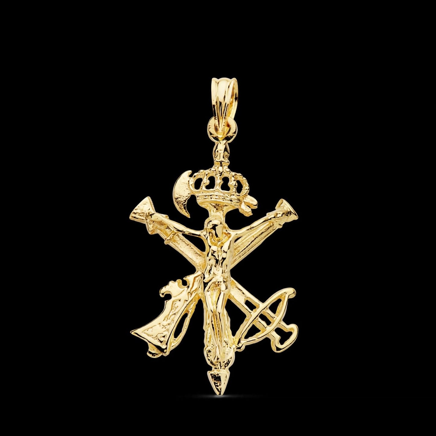 Colgante cruz Cristo Legión oro amarillo - 18K