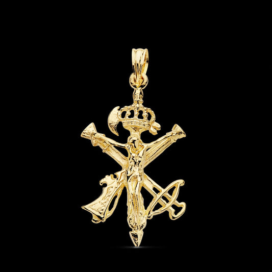 Colgante cruz Cristo Legión oro amarillo - 18K