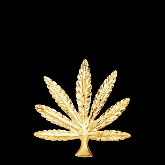 Colgante de oro amarillo marihuana tallada - 18K