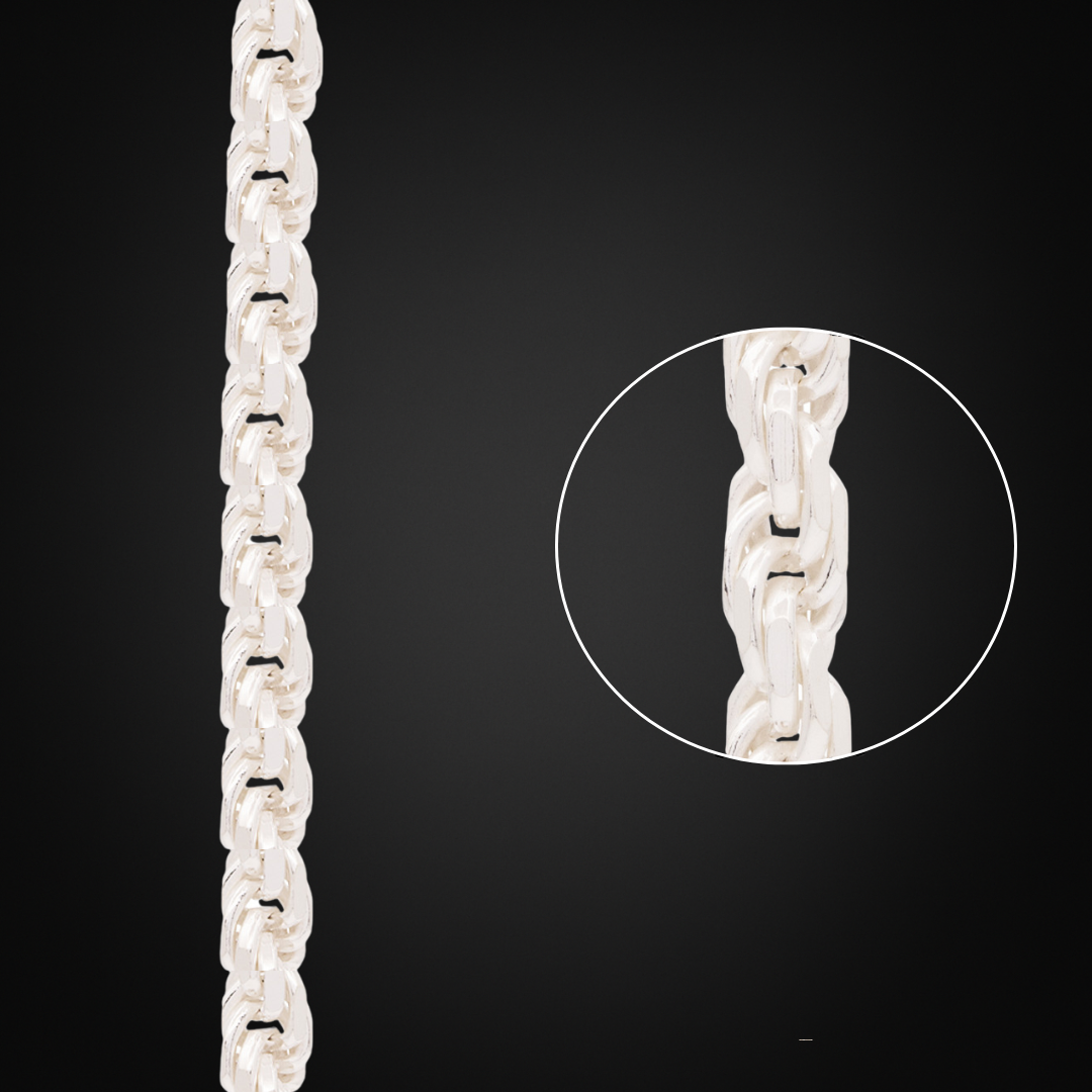 Cadena Rope Plata Italiana 5mm