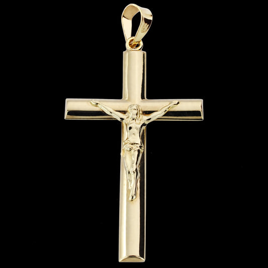 Cruz de oro amarillo Cristo oval - 9K
