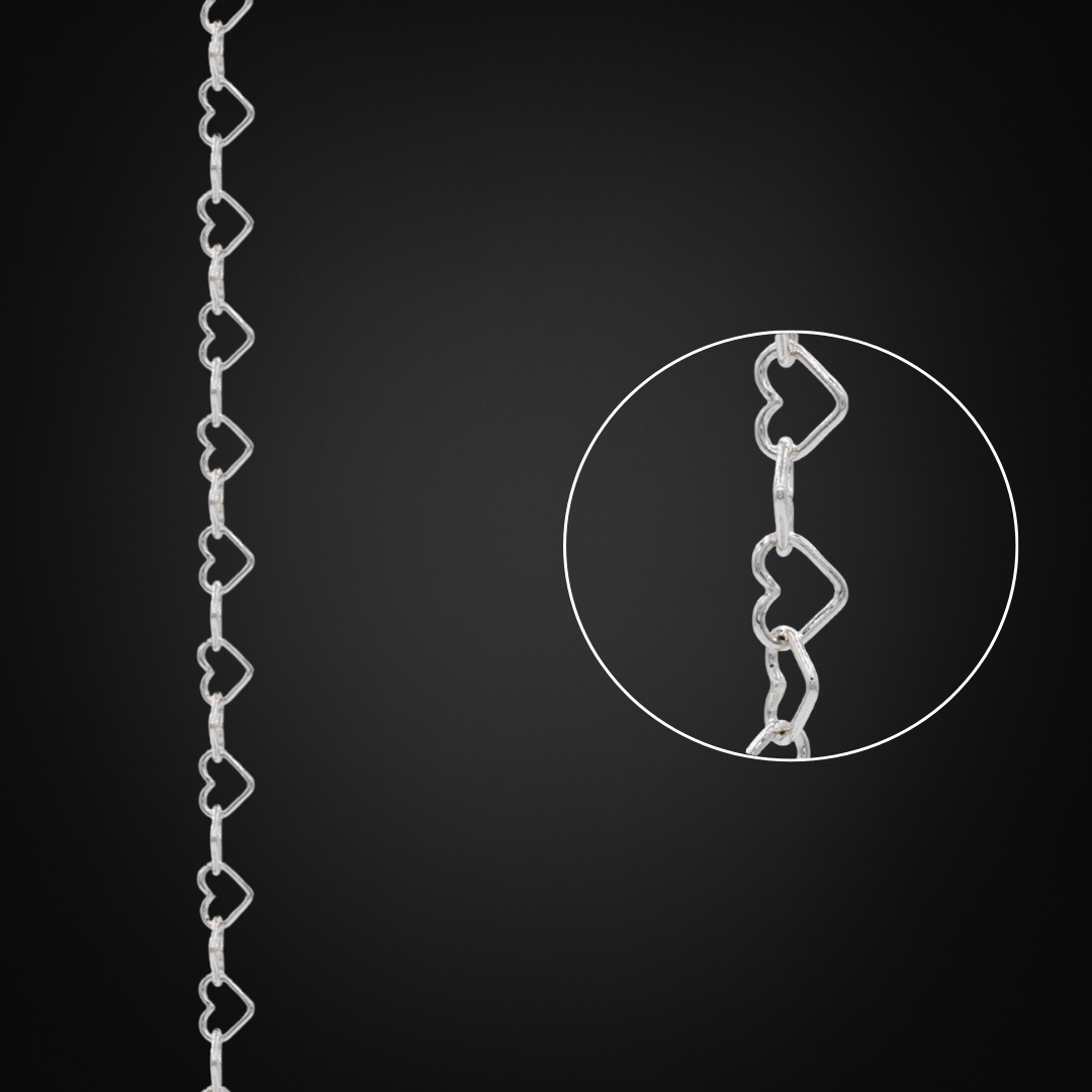 Cadena Corazones Plata Italiana 4mm