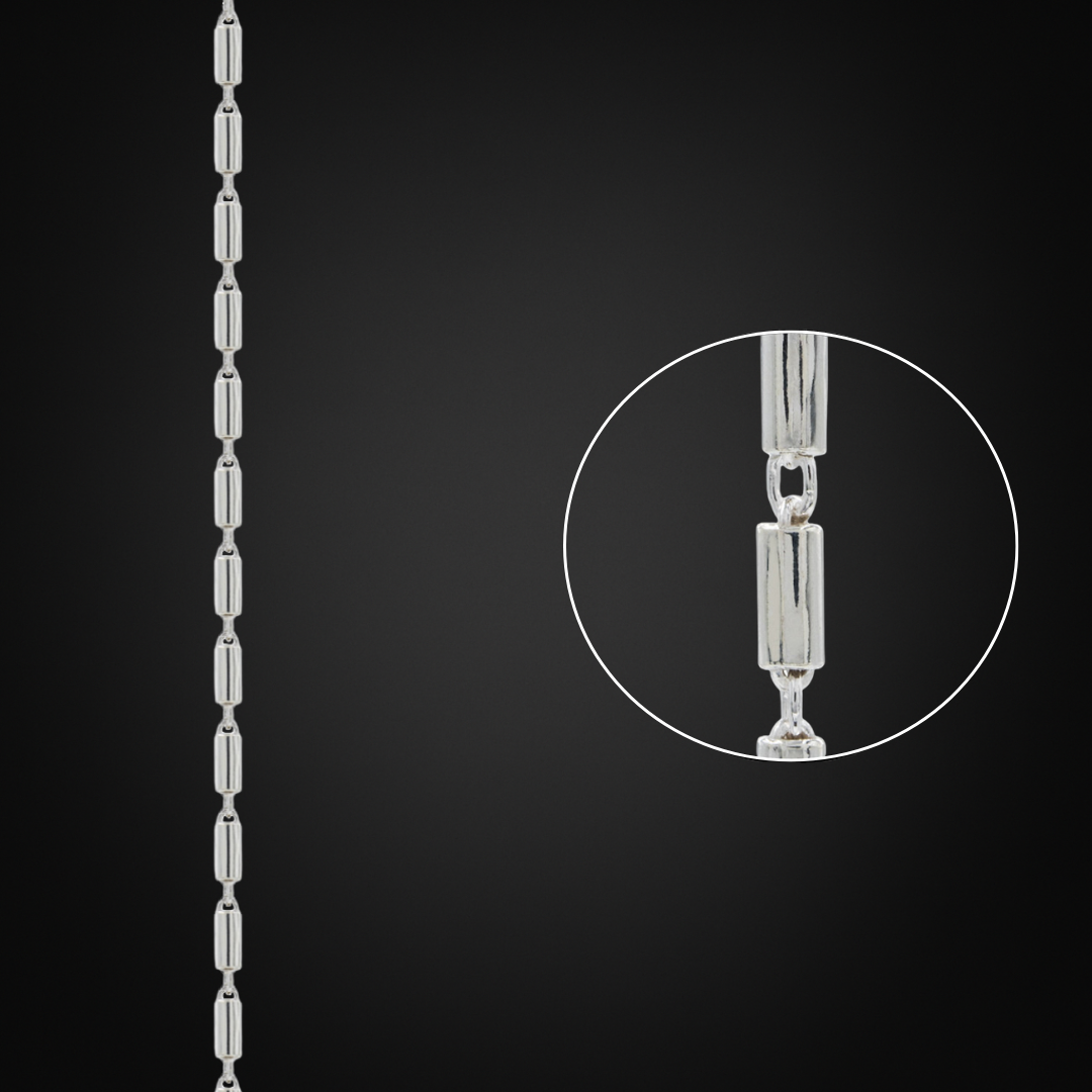 Cadena de Tubos Plata Italiana 2mm