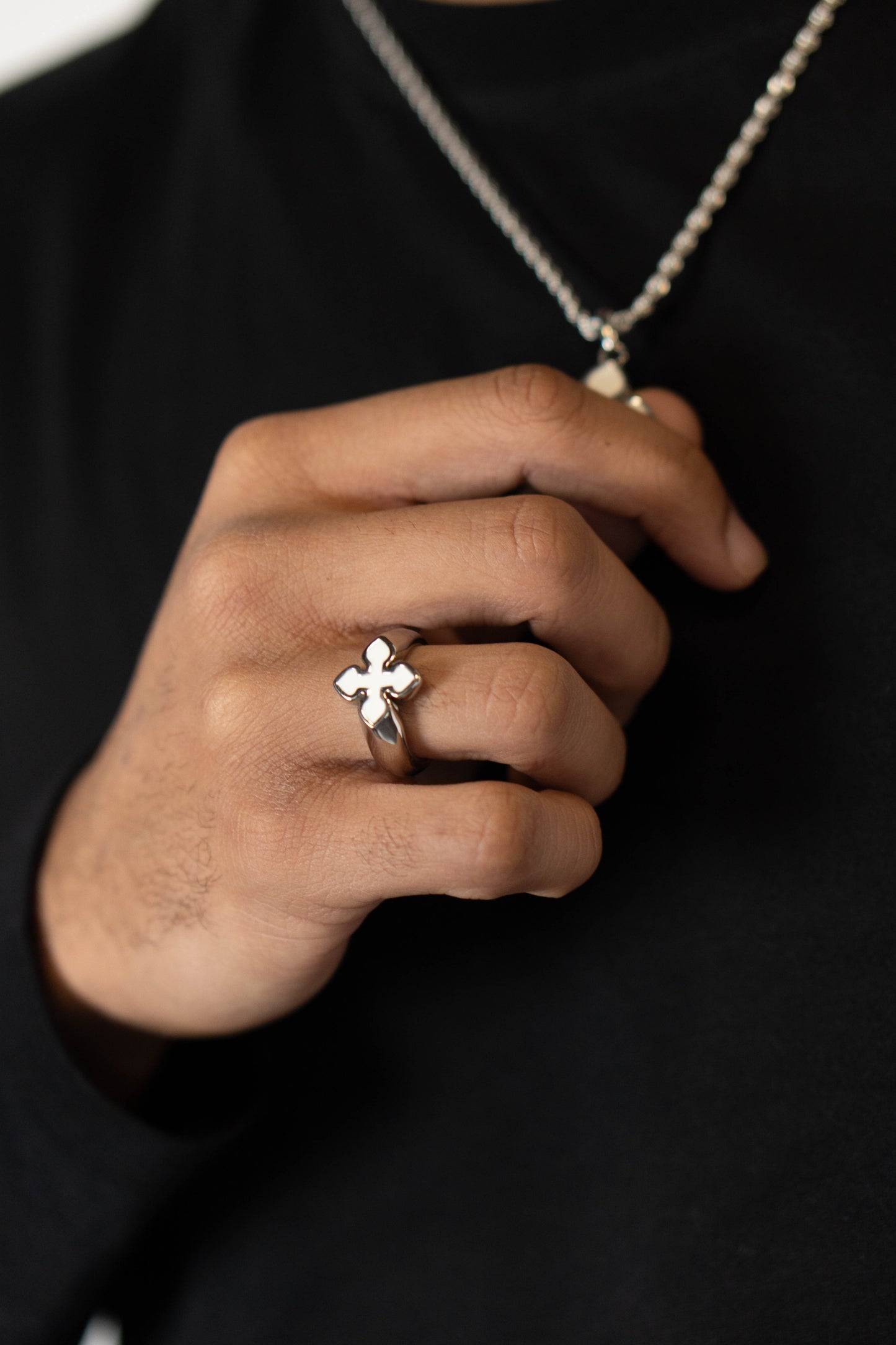 Anillo White Flower Plata