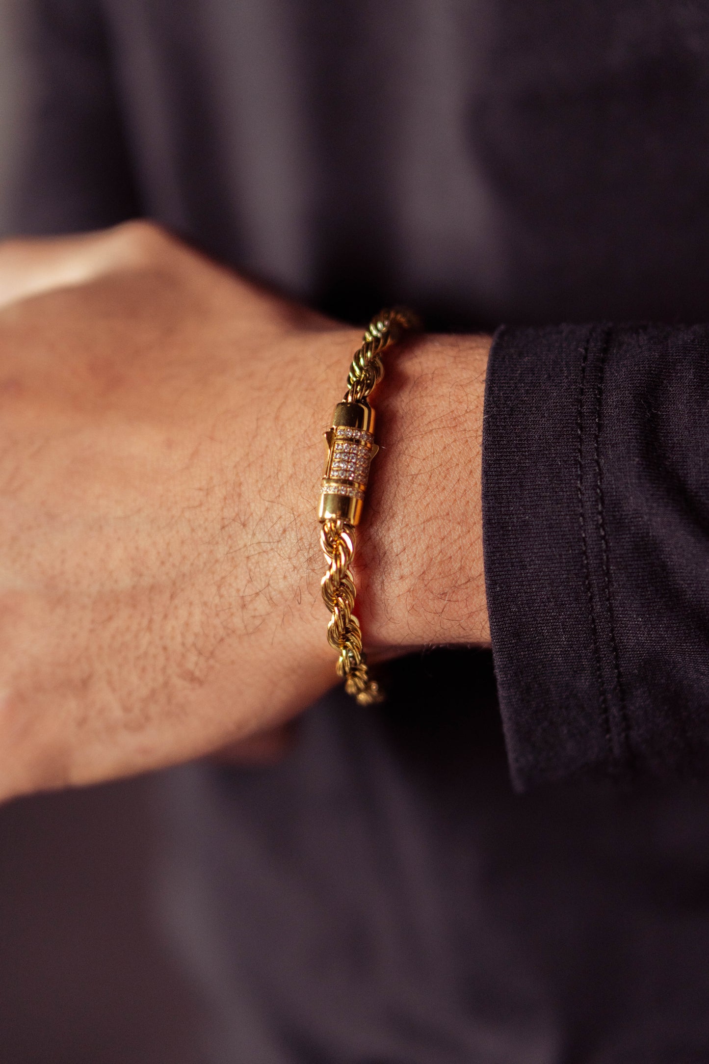 Rope Chain Bracelet Iced Clasp