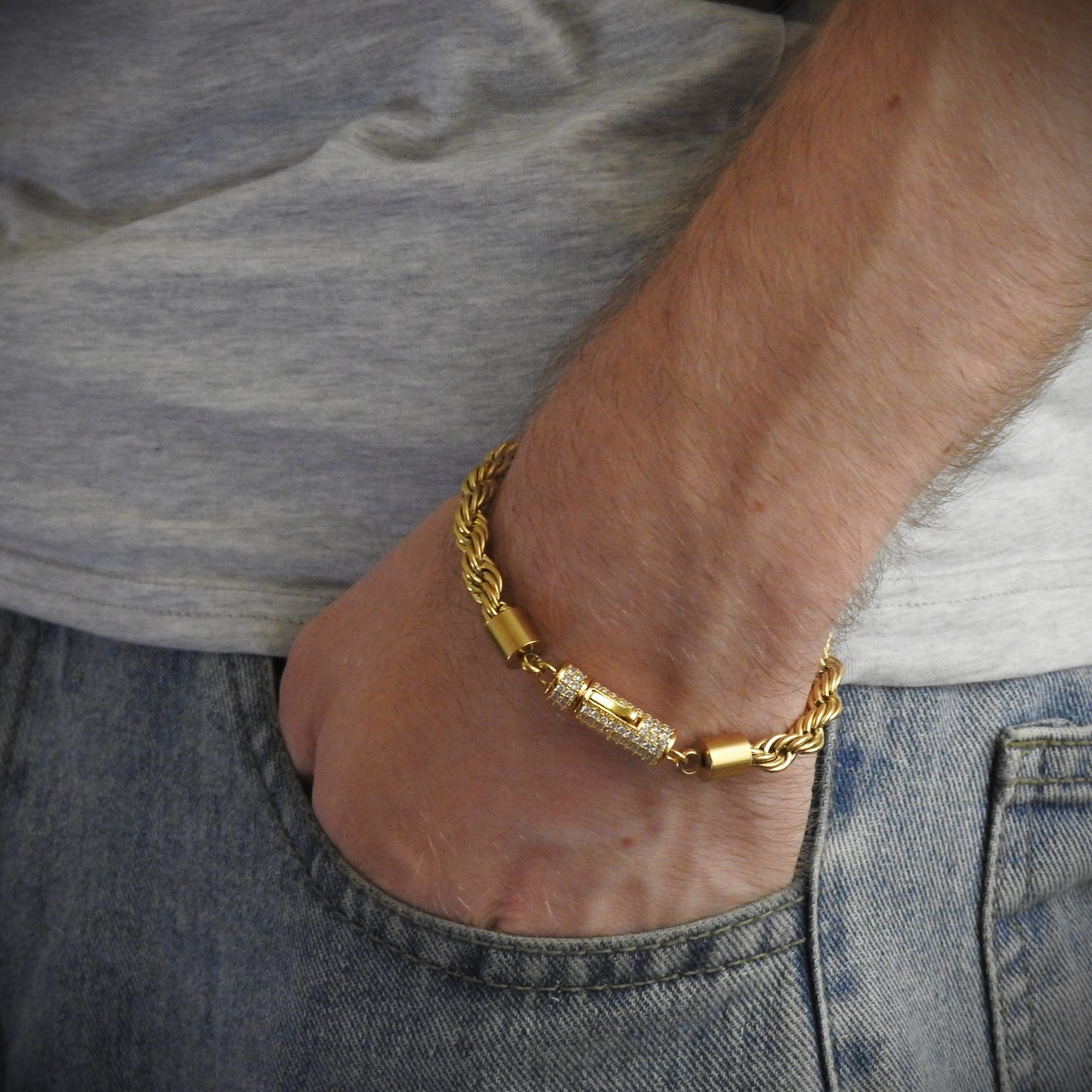 Rope Chain Bracelet Iced Clasp